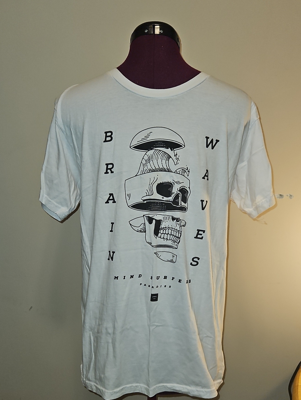 Brain Waves Graphic Crewneck T-Shirt - White